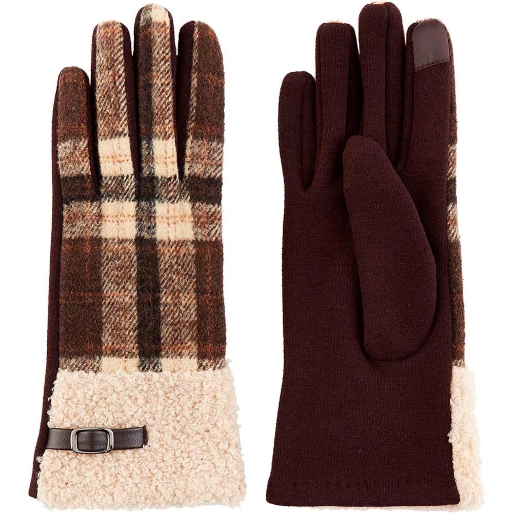 image:imageMud Pie Womens Mud Pie Womens Plaid Boucle GlovesBrown
