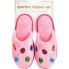 Mud Pie Women’s Holiday Sparkle Slipper, Pink, Small/Medium Winter Accessory Set