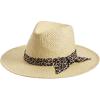Mud Pie Women’s Women’s Leopard Knot Straw Fedora(Tan)