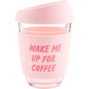 Mud Pie Glass Travel Mug, Pink, 12 oz(Blush)