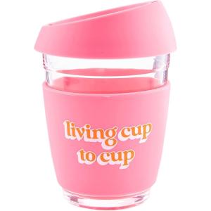 Mud Pie Glass Travel Mug, Pink, 12 oz(Pink)