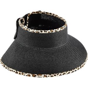Mud Pie Women’s Leopard Trim Bow Visor(Black)