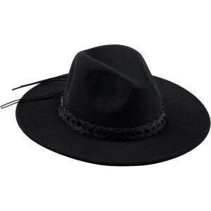 Mud Pie Women’s Mud Pie Womens Leather Trim Fedora(Black)