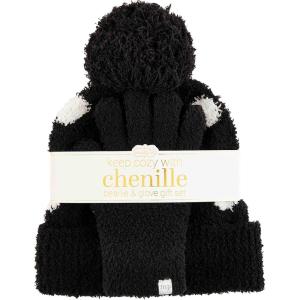 Mud Pie Women’s Women’s Chenille Beanie and Gloves(Black)
