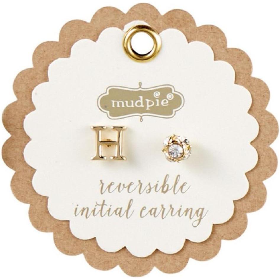image:imageMud Pie Gold Initial Pave N Pierced EarringsH