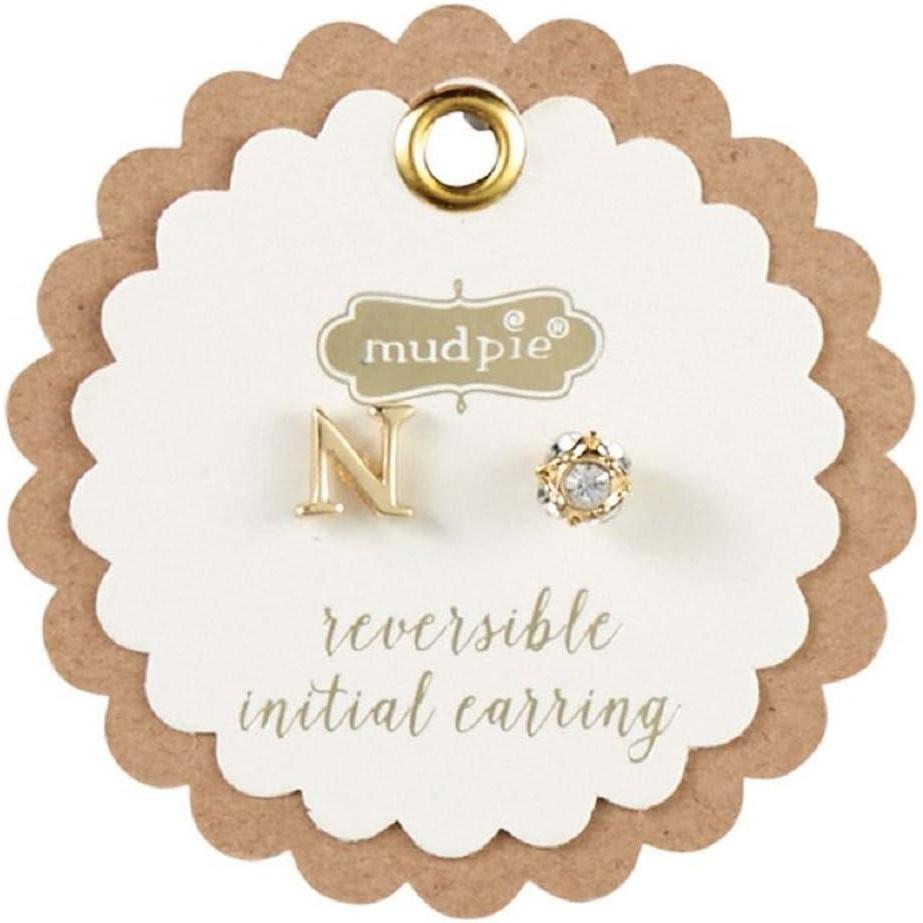 image:imageMud Pie Gold Initial Pave N Pierced EarringsN