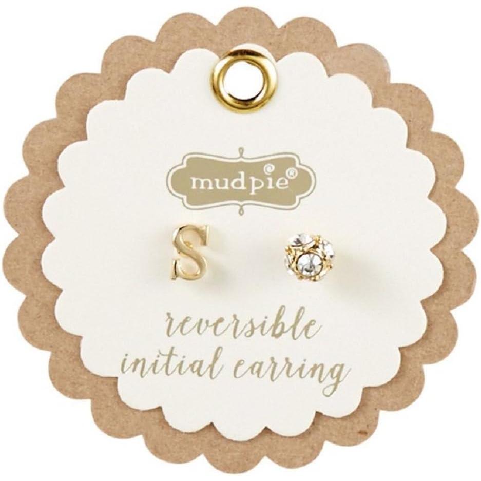 image:imageMud Pie Gold Initial Pave N Pierced EarringsP