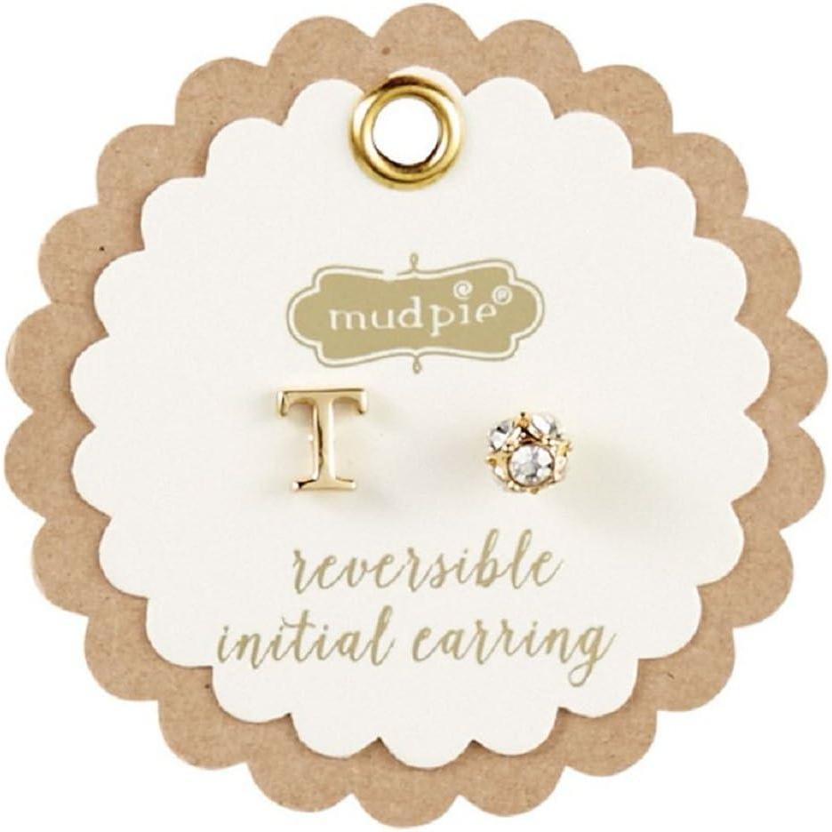 image:imageMud Pie Gold Initial Pave N Pierced EarringsT