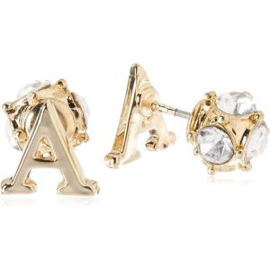 Mud Pie Gold Initial Pave N Pierced Earrings(A)