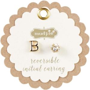 Mud Pie Gold Initial Pave N Pierced Earrings(B)