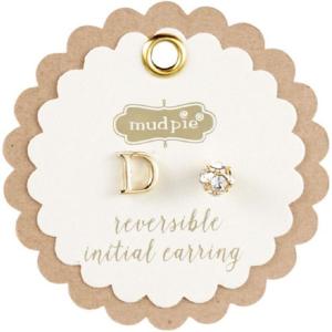 Mud Pie Gold Initial Pave N Pierced Earrings(D)