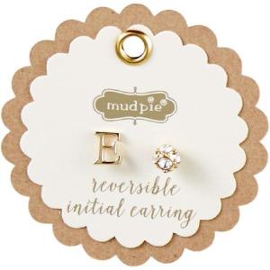 Mud Pie Gold Initial Pave N Pierced Earrings(E)