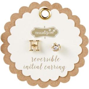Mud Pie Gold Initial Pave N Pierced Earrings(H)