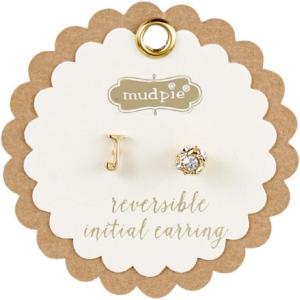 Mud Pie Gold Initial Pave N Pierced Earrings(J)