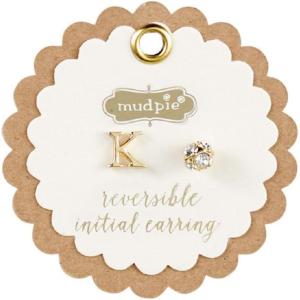 Mud Pie Gold Initial Pave N Pierced Earrings(K)