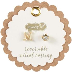 Mud Pie Gold Initial Pave N Pierced Earrings(N)