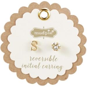 Mud Pie Gold Initial Pave N Pierced Earrings(P)