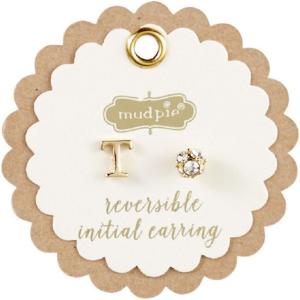 Mud Pie Gold Initial Pave N Pierced Earrings(T)