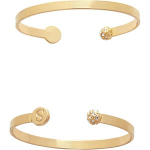 Mud Pie Women’s Initial Pave Bracelet R, Gold, 13 1/2″ Dia