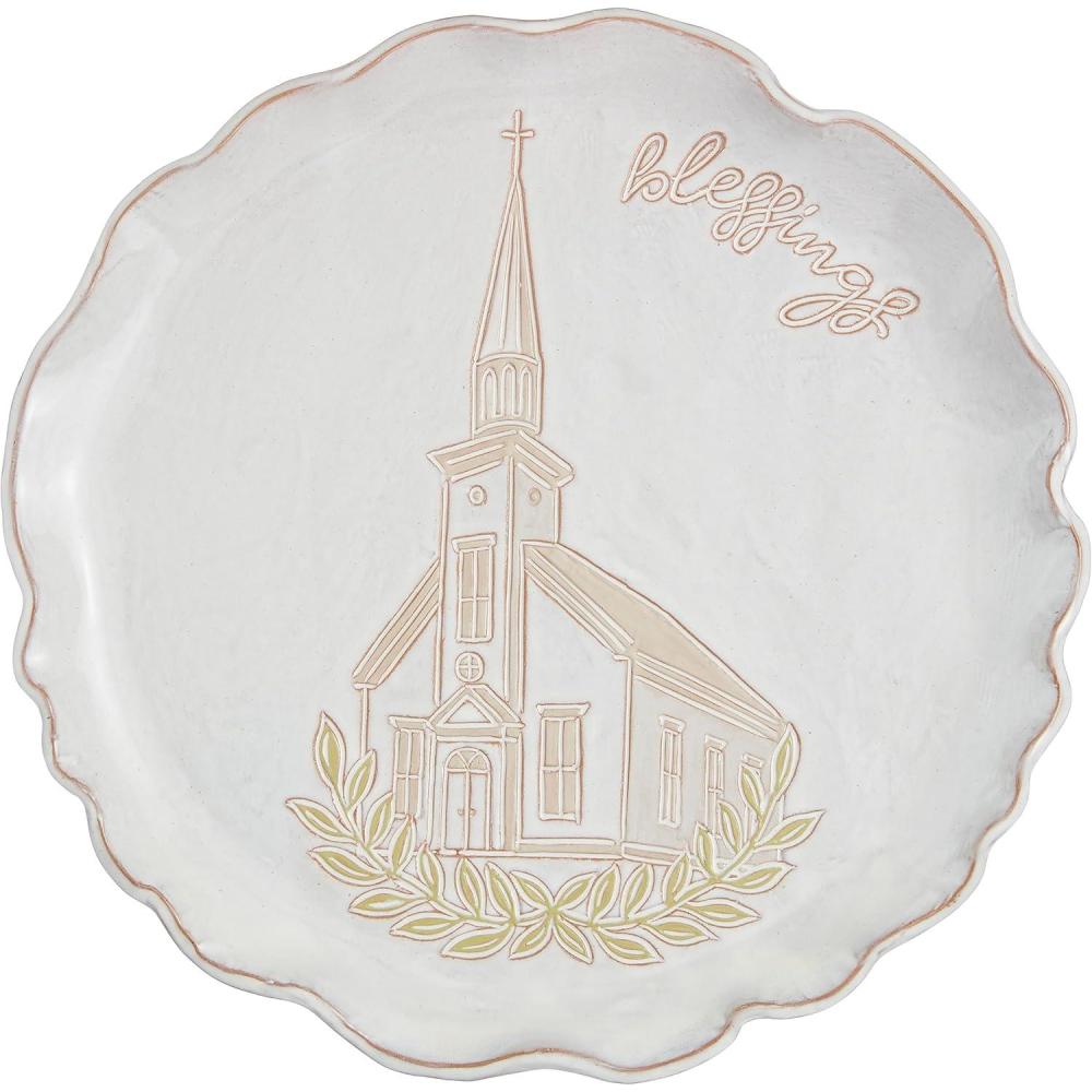 image:imageMud Pie Church Blessing Platter 12 12 dia WHITE