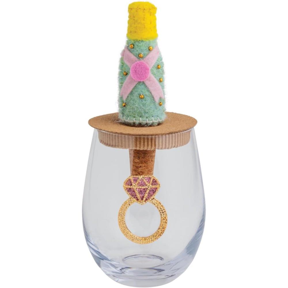 image:imageMud Pie Green Glass Beaded I Do Wine Glass SetGreen