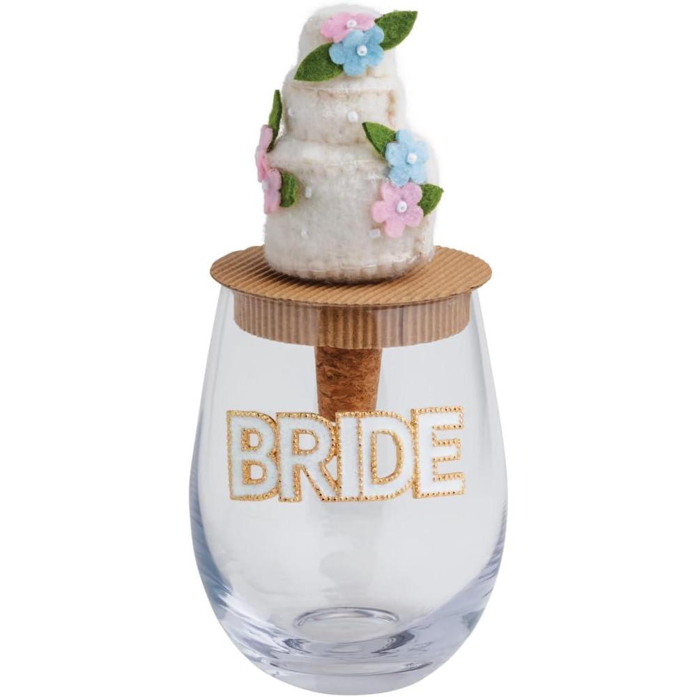 image:imageMud Pie Green Glass Beaded I Do Wine Glass SetWhite