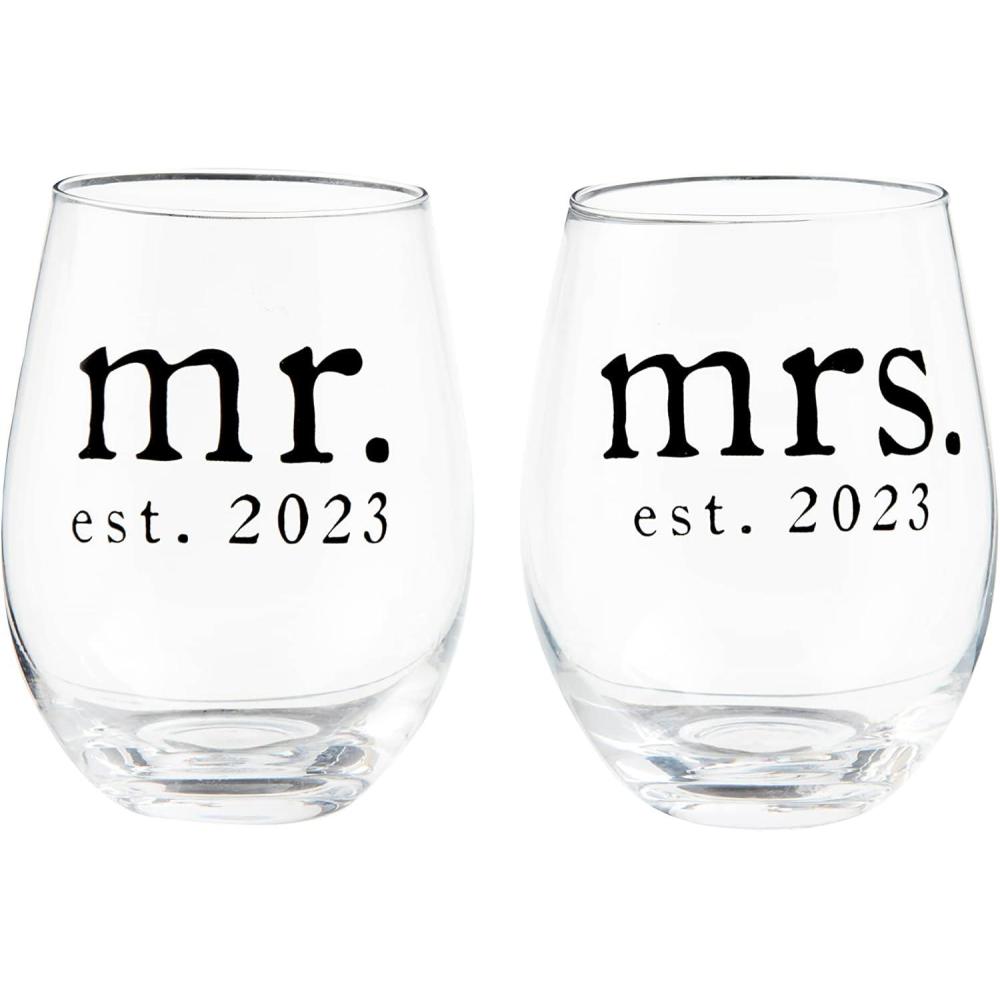 image:imageMud Pie Mr Mrs Wine Glass 2023