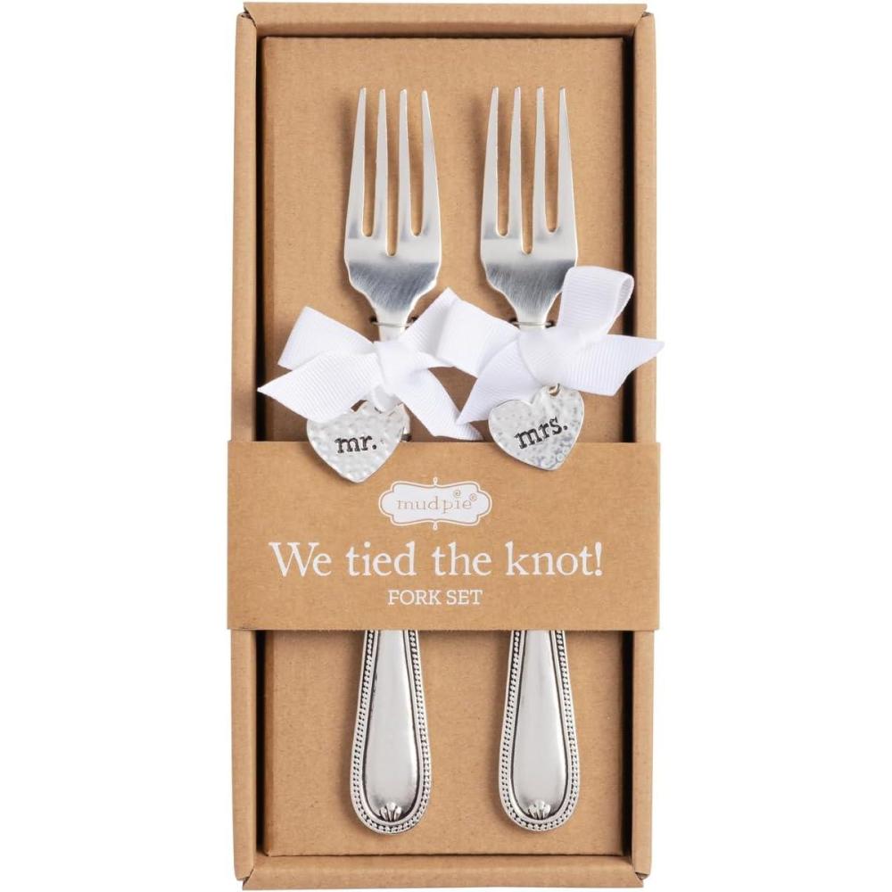 image:imageMud Pie Silver Metal Wedding Charm Fork Set