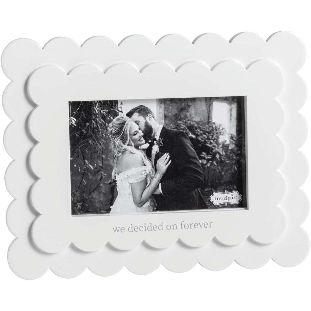 image:imageMud Pie White 4X6 Forever Scallop Wood Frame