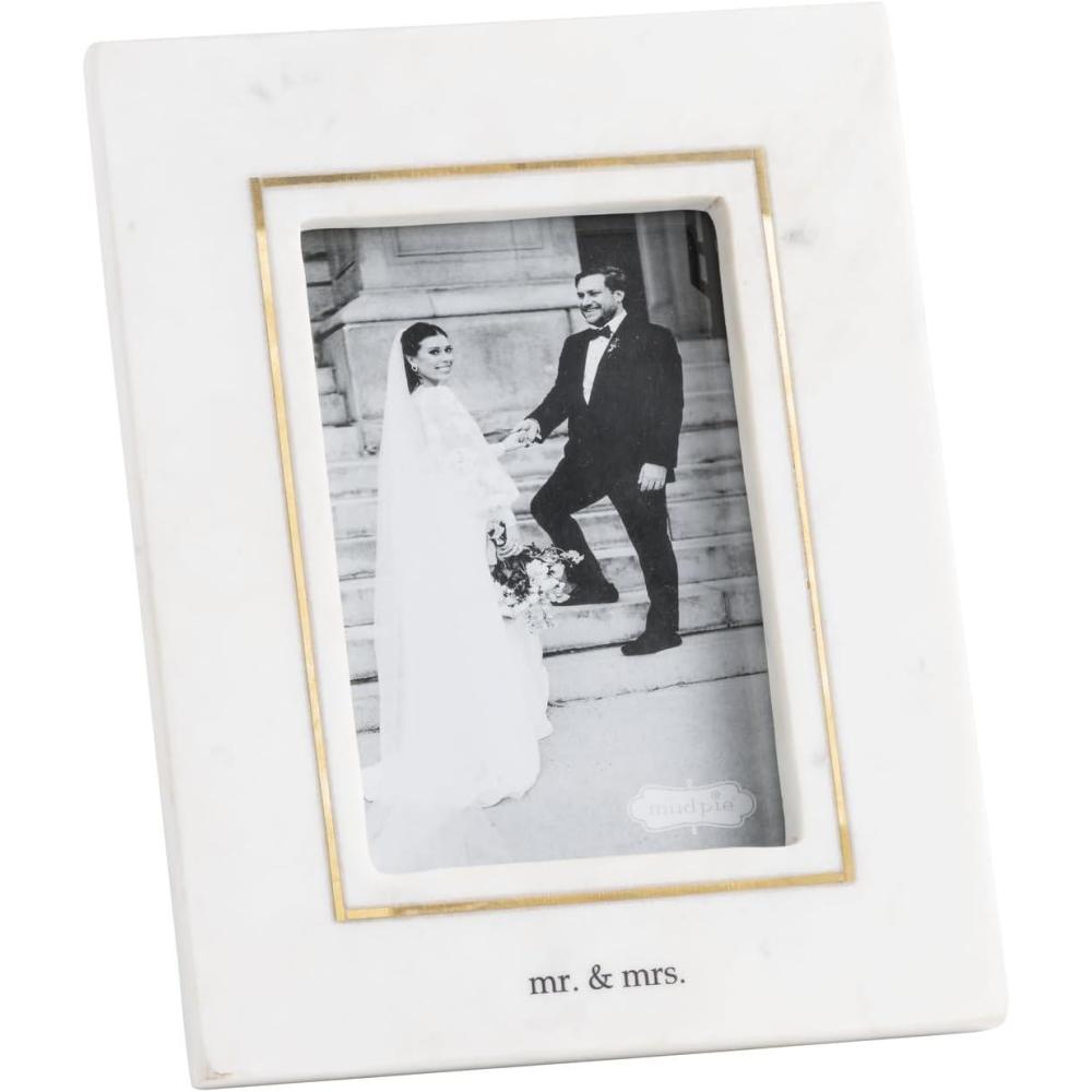 image:imageMud Pie White 4X6 Gold Outline Marble Frame