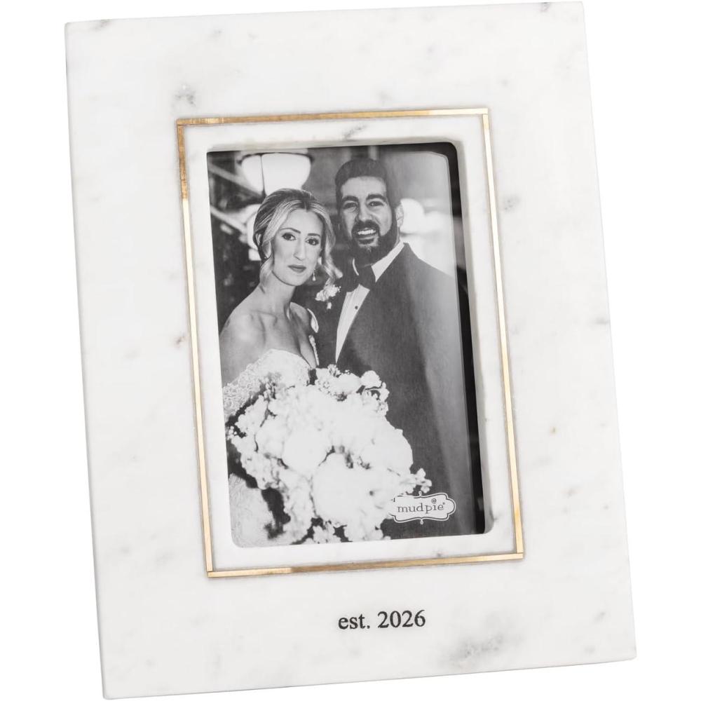 image:imageMud Pie White 4X6 Marble Established 2026 Wedding Frame