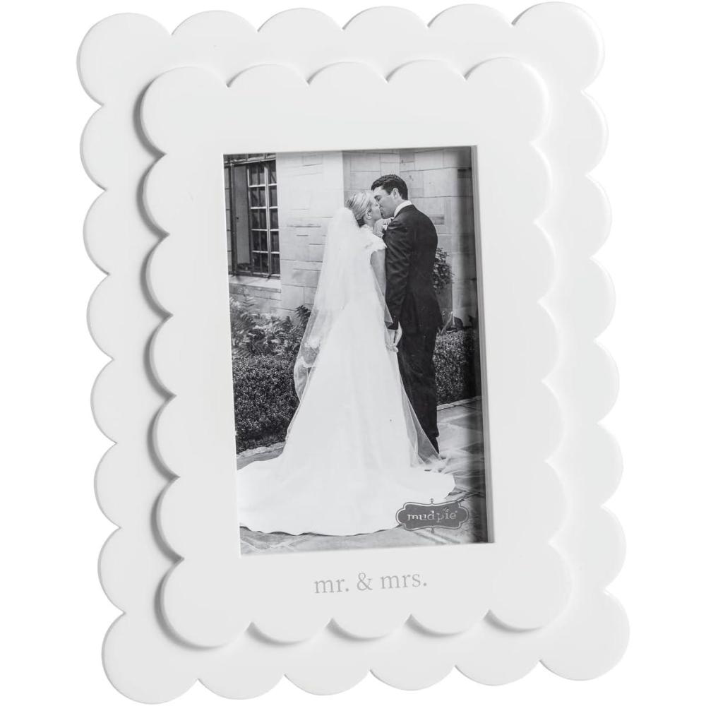 image:imageMud Pie White 4X6 Mr amp Mrs Scallop Wood Frame