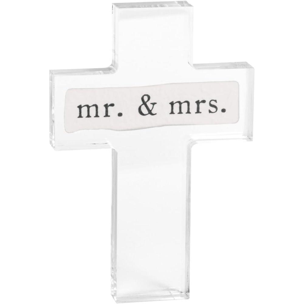 image:imageMud Pie White Acrylic and Two Recycled Paper CrossMr Mrs