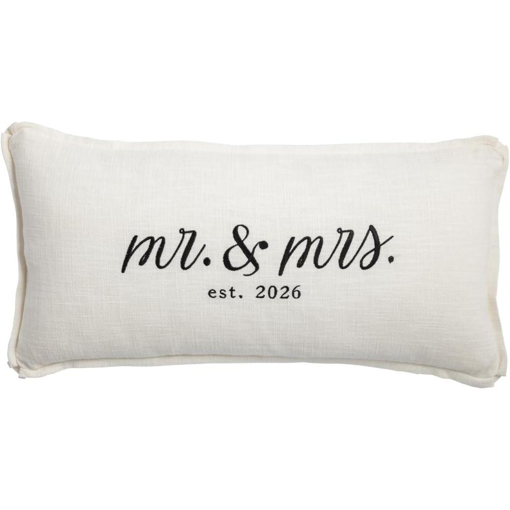 image:imageMud Pie White Cotton Lumbar Mr amp Mrs 2026 Wedding PillowWhite