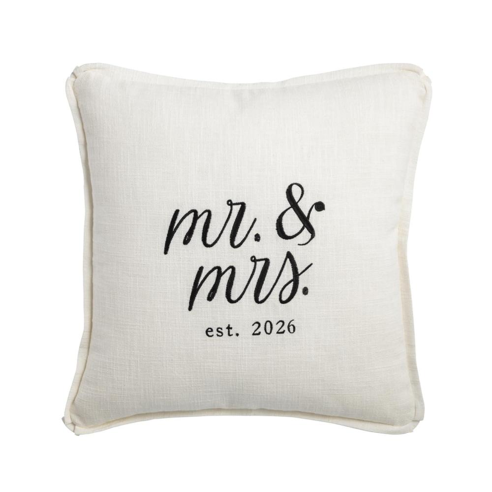 image:imageMud Pie White Cotton Square Mr amp Mrs 2026 Wedding Pillow