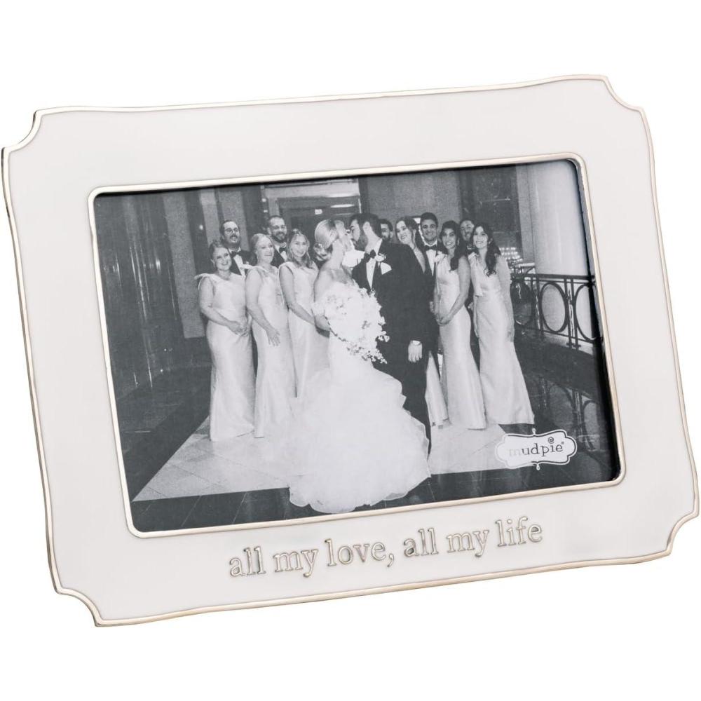 image:imageMud Pie White Metal 4X6 Enamel Frame