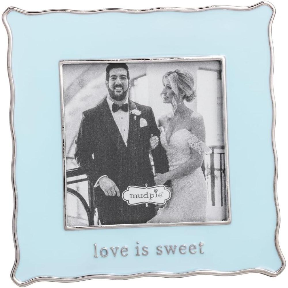 image:imageMud Pie White Metal I Do Mini Enamel Wedding FrameLightPastel Blue