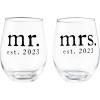 Mud Pie Mr Mrs Wine Glass 2023