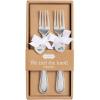 Mud Pie Silver Metal Wedding Charm Fork Set