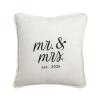 Mud Pie White Cotton Square Mr. & Mrs. 2026 Wedding Pillow