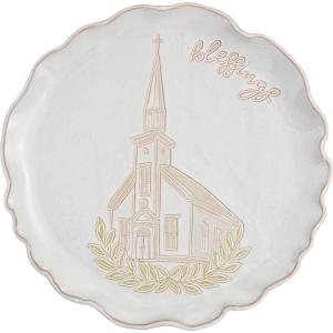 Mud Pie Church Blessing Platter, 12 1/2″ dia, WHITE
