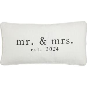 Mud Pie Mrs Est 2024 Pillow, 16 1/2″ x 16 1/2″, Square(Lumbar)