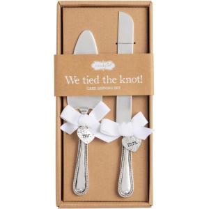 Mud Pie Silver Metal Wedding Charm Cake Serving Set