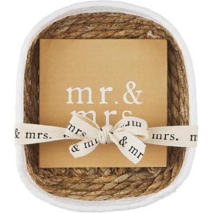Mud Pie Wedding Mr. and Mrs. Napkin and Basket Set, Cocktail