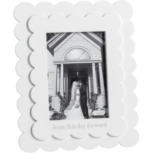Mud Pie White 5X7 Forward Scallop Wood Frame