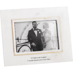 Mud Pie White 5X7 Marble Gold Wedding Frame