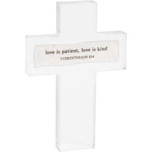 Mud Pie White Acrylic and Two Recycled Paper Cross(Love Is)
