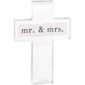 Mud Pie White Acrylic and Two Recycled Paper Cross(Mr Mrs)