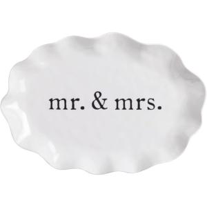 Mud Pie White Melamine Mr. & Mrs. Platter
