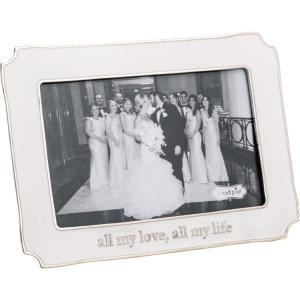 Mud Pie White Metal 4X6 Enamel Frame